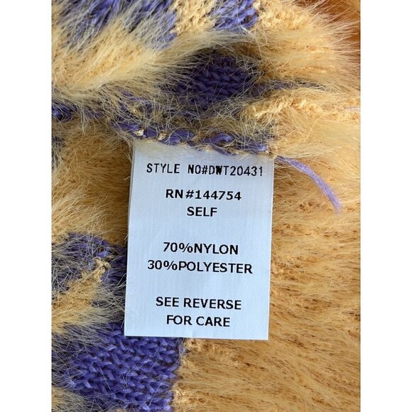 Davi & Dani Woman's Sz S Purple & Orange Abstract Stars Fuzzy Oversize Sweater - Picture 5 of 8